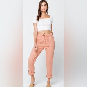 Roxy Coral Ankle-Length Linen Blend Pants